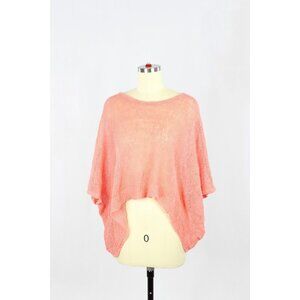 ROBERT RODRIGUEZ Coral Linen Open Knit Oversized Pullover Sweater, One Size